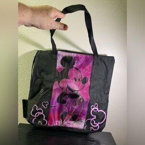 Disney Mickey Mouse Character Black Large Zippered Reusable Tote Bag with Wallet